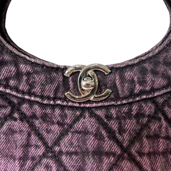 $3200 NWT CHANEL 2020C Purple Black Acid Wash Denim Quilted Small Shopping Bag - Picture 5 of 16